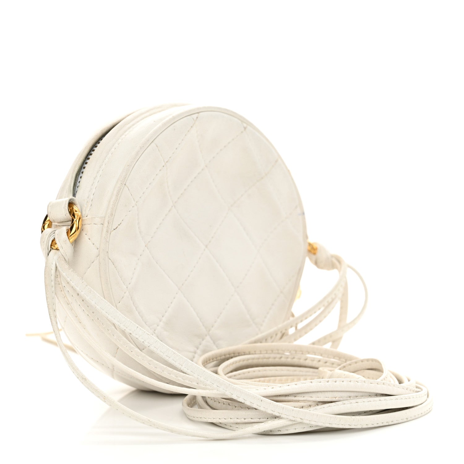 Chanel Lambskin Quilted Round Tassel Crossbody Bag White 3 of 22