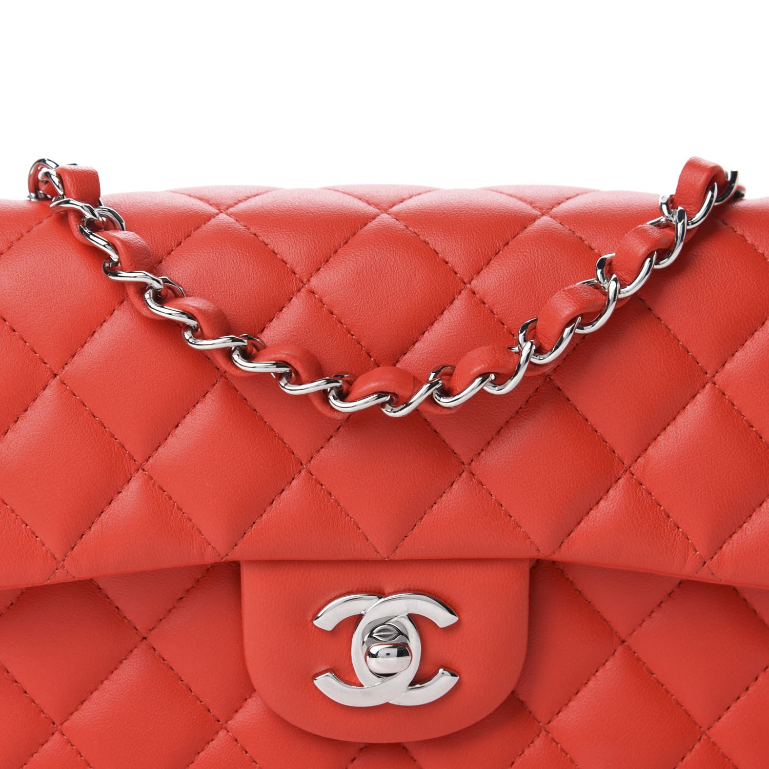 Chanel Lambskin Quilted Mini Rectangular Flap Red 10 of 11