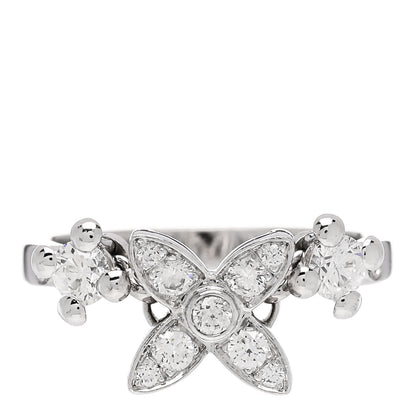 Louis Vuitton 18K White Gold Diamond Blossom Chain Ring 53 6.5 1 of 6