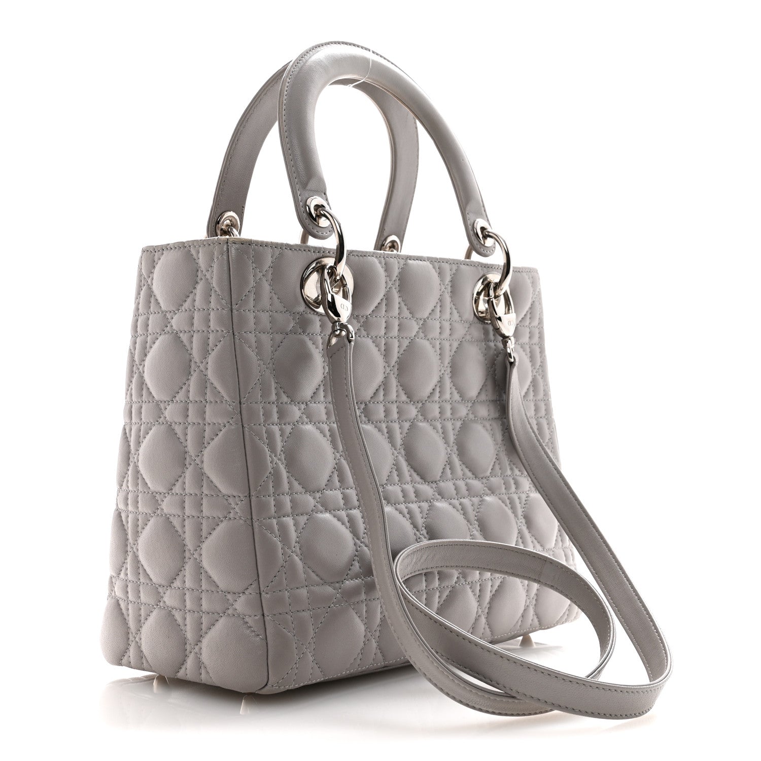 Christian Dior Lambskin Cannage Medium Lady Dior Grey 3 of 16