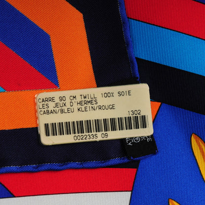 Hermes Silk Les Jeux d'Scarf 90 Caban Bleu Klein Rouge 6 of 7