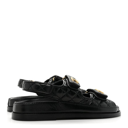 Chanel Grained Calfskin Velcro Dad Sandals 37 Black 4 of 9