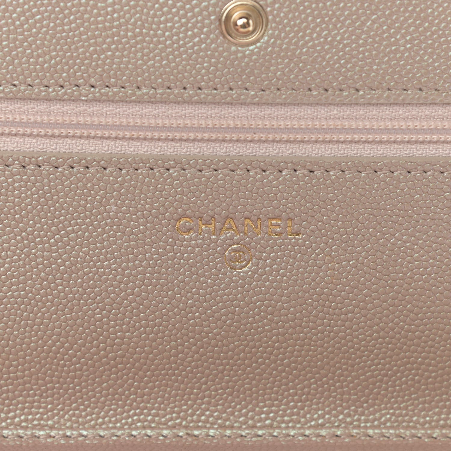 Chanel Iridescent Caviar Quilted Wallet On Chain WOC Beige 6 of 23