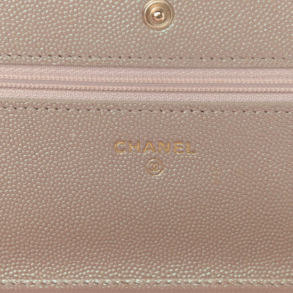 Chanel Iridescent Caviar Quilted Wallet On Chain WOC Beige 6 of 23