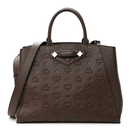 MCM Calfskin Ottomar Monogram Medium Essential Tote Chestnut 1 of 13