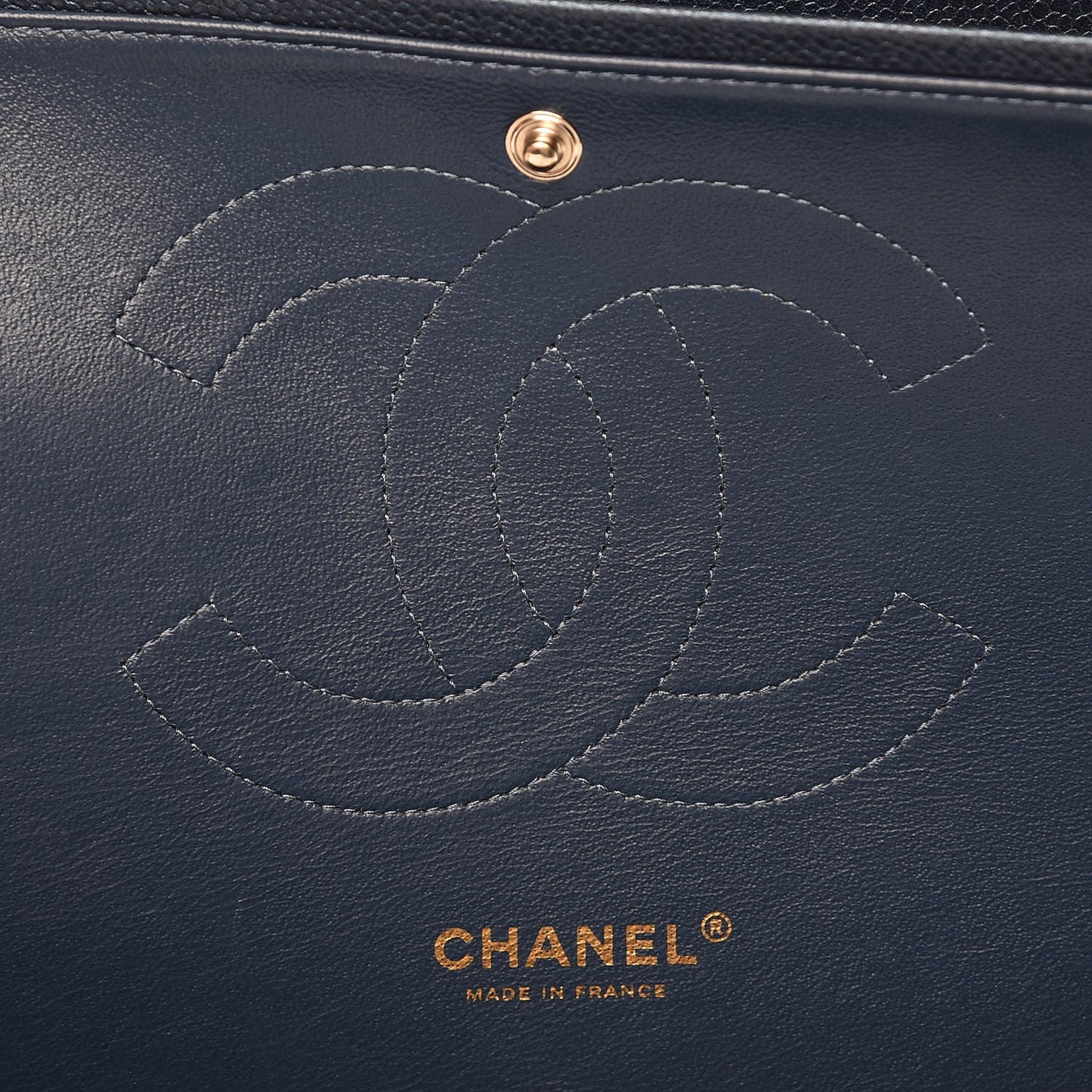 Metallic Caviar Quilted Jumbo Double Flap Dark Blue