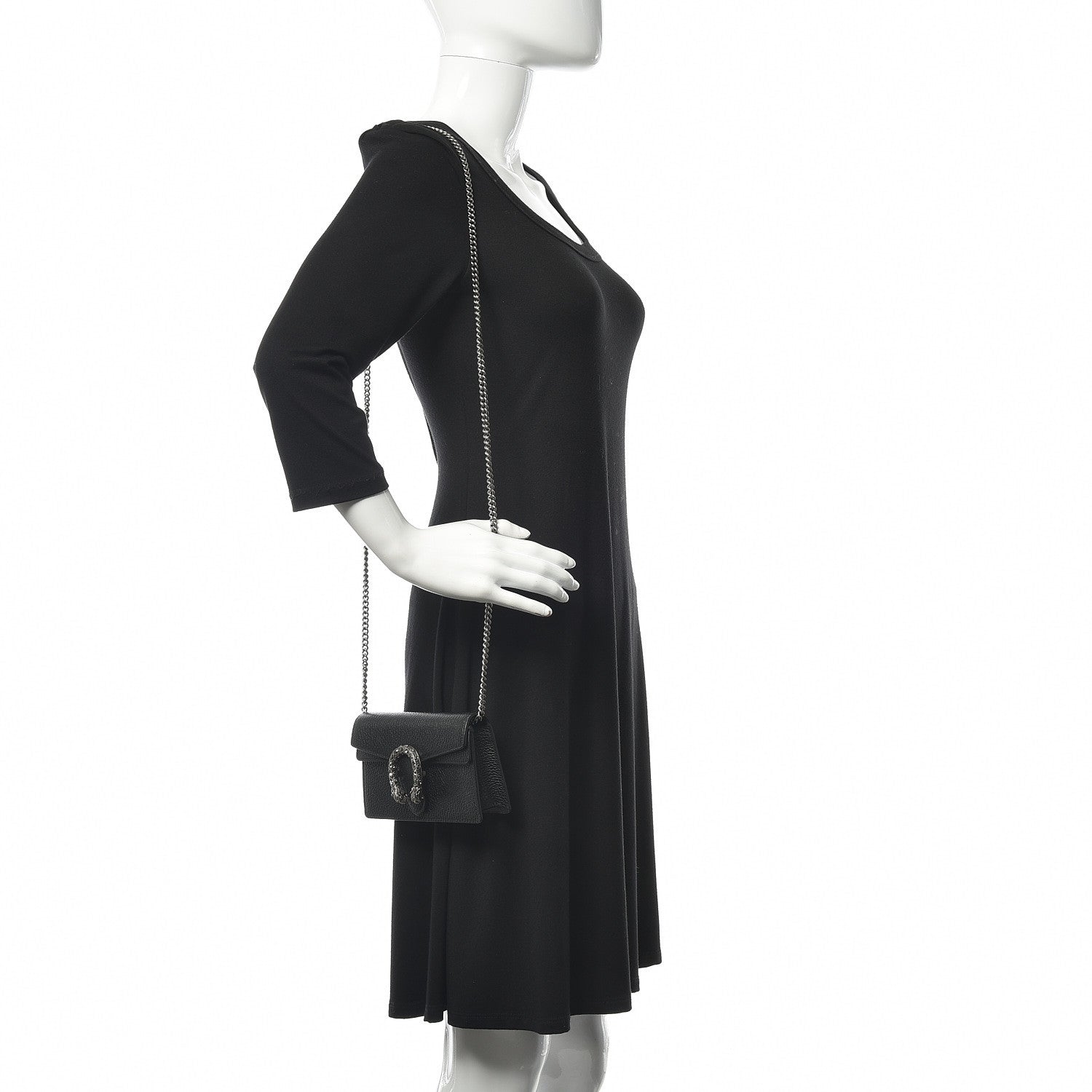 Gucci Calfskin Super Mini Dionysus Shoulder Bag Black 2 of 8