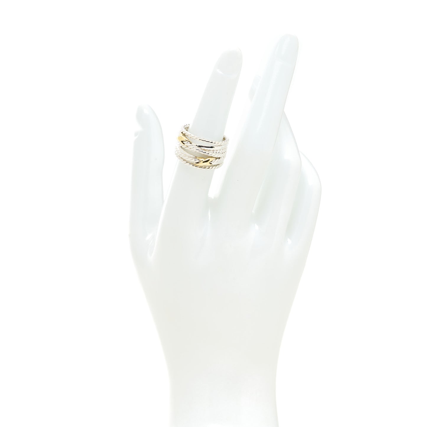 Sterling Silver 18K Yellow Gold Double X Crossover Ring 53 6.25