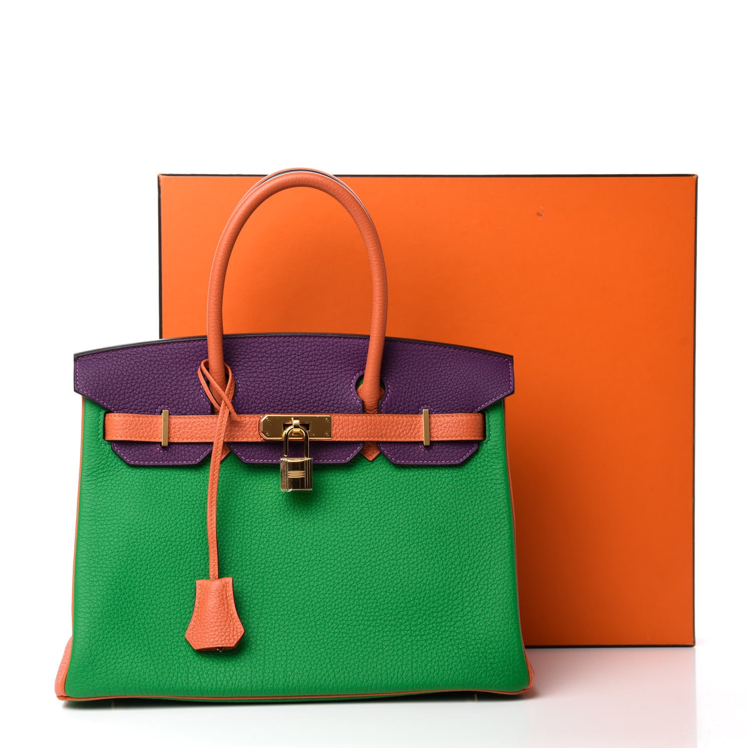 Hermes Togo Horseshoe Birkin 30 Anemone Bambou Orange 11 of 11