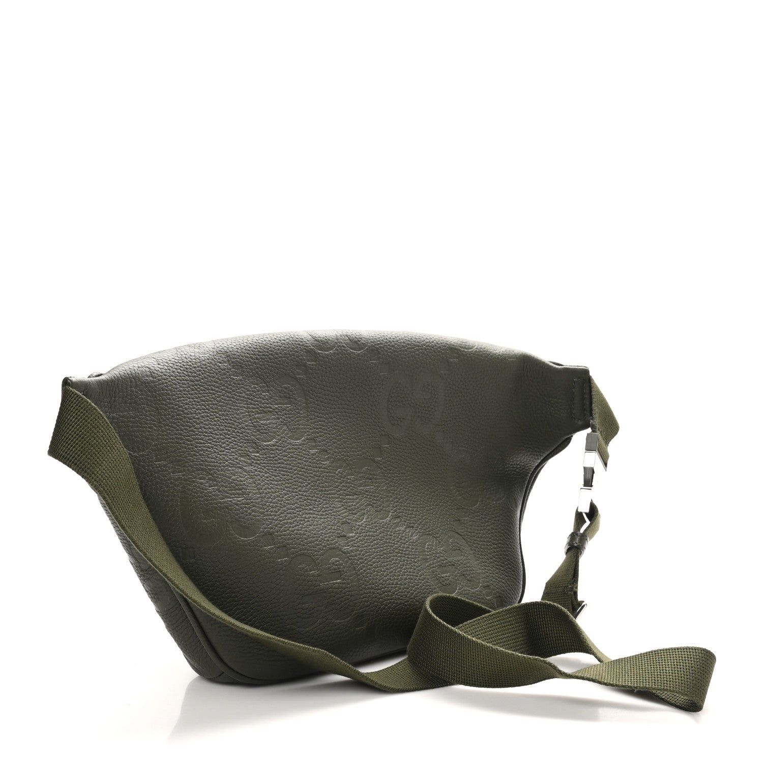 Gucci Piuma Calfskin Jumbo GG Embossed Pocket Belt Bag Dark Vintage Olive 3 of 10