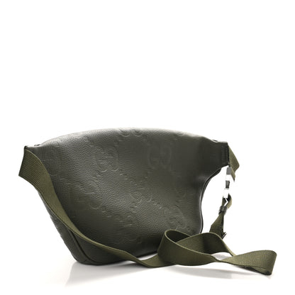 Gucci Piuma Calfskin Jumbo GG Embossed Pocket Belt Bag Dark Vintage Olive 3 of 10