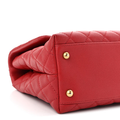 Chanel Caviar Quilted Medium Coco Handle Flap Dark Red 9 of 10