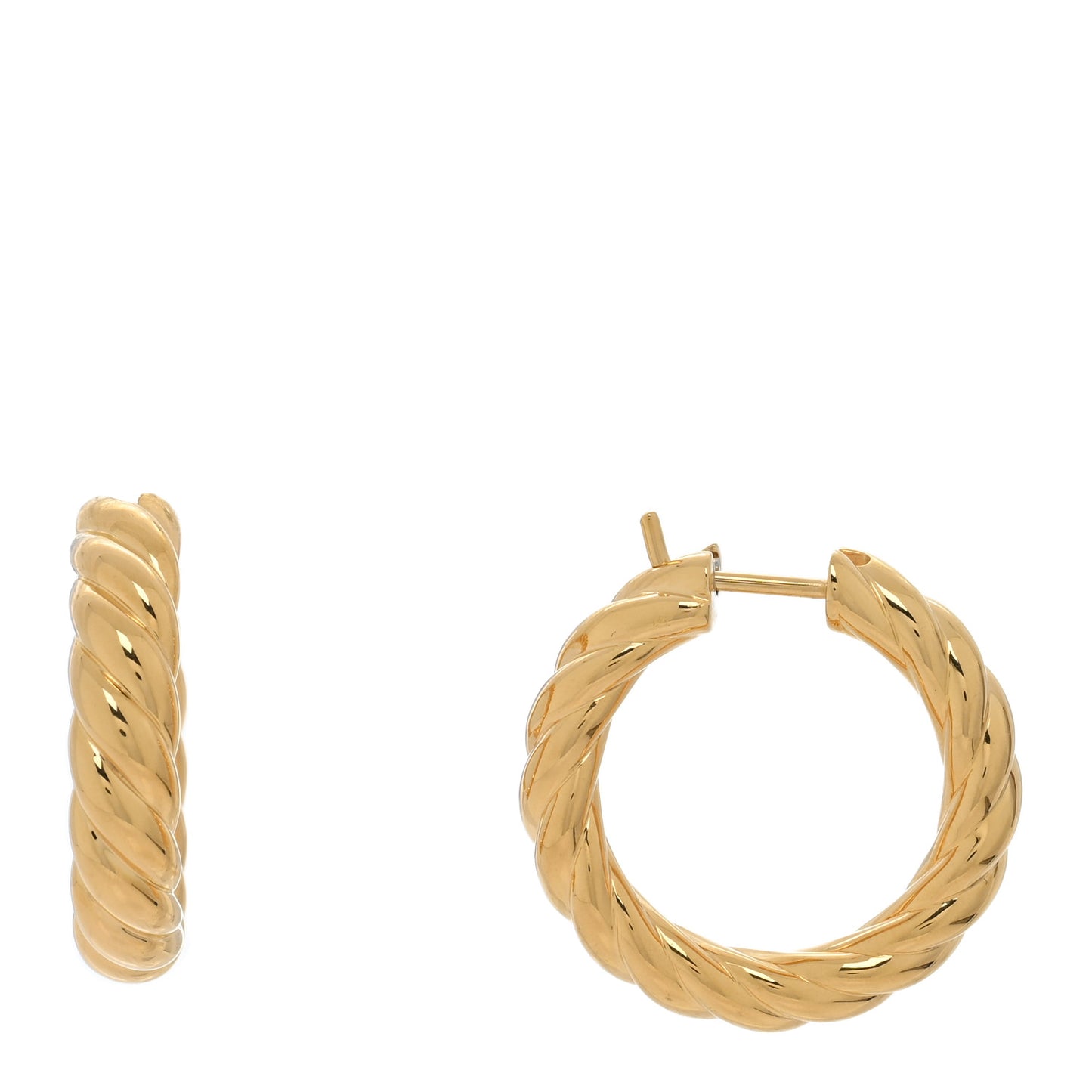 18K Yellow Gold 25.4mm Sculpted Cable Hoop Earrings