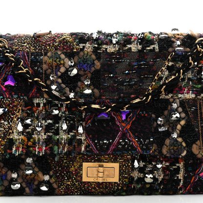 Chanel Tweed Crystal Embellished Paris Byzance Reissue 2.55 Classic 227 Flap Black Multicolor 10 of 10
