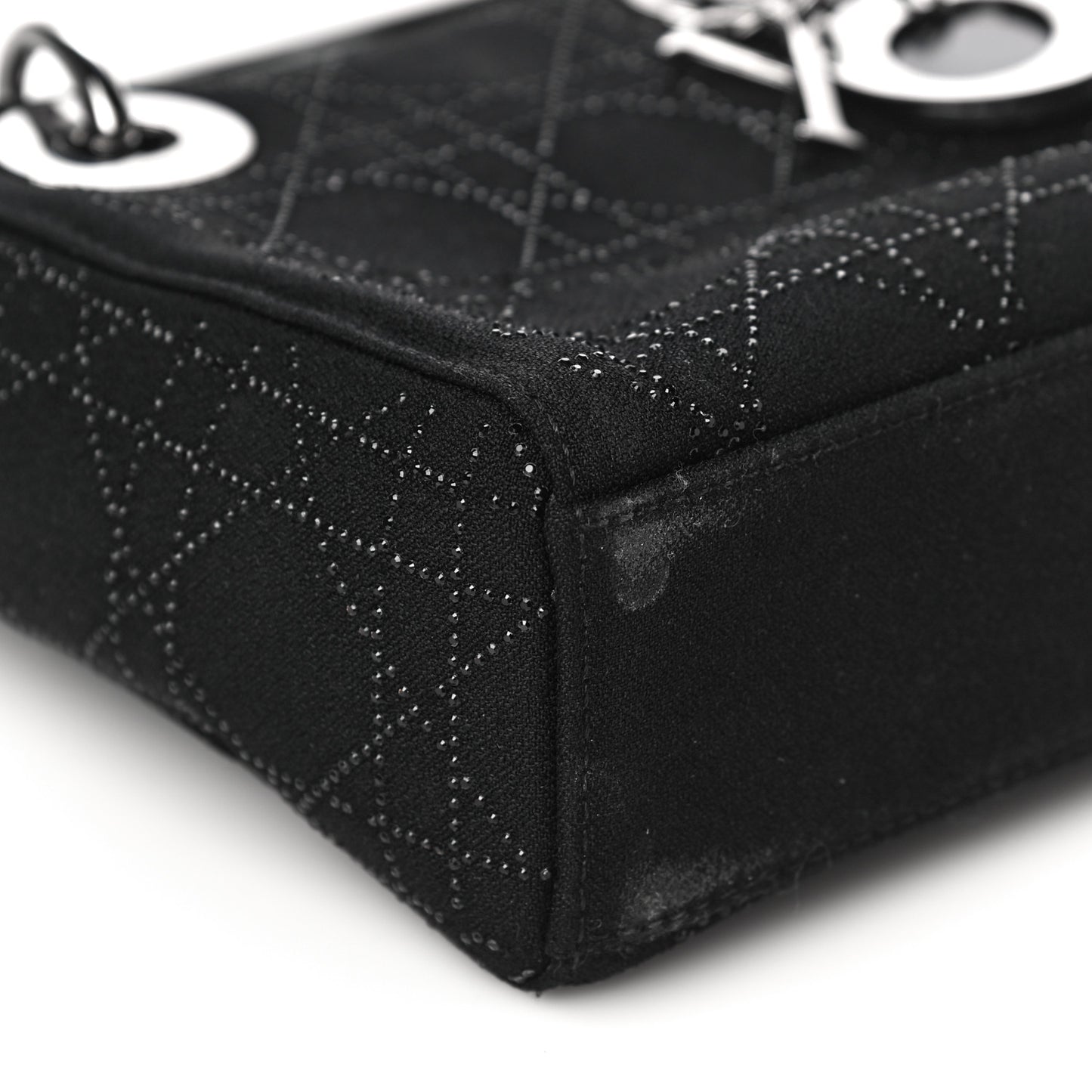 Canvas Studded Cannage Mini Lady Dior Black