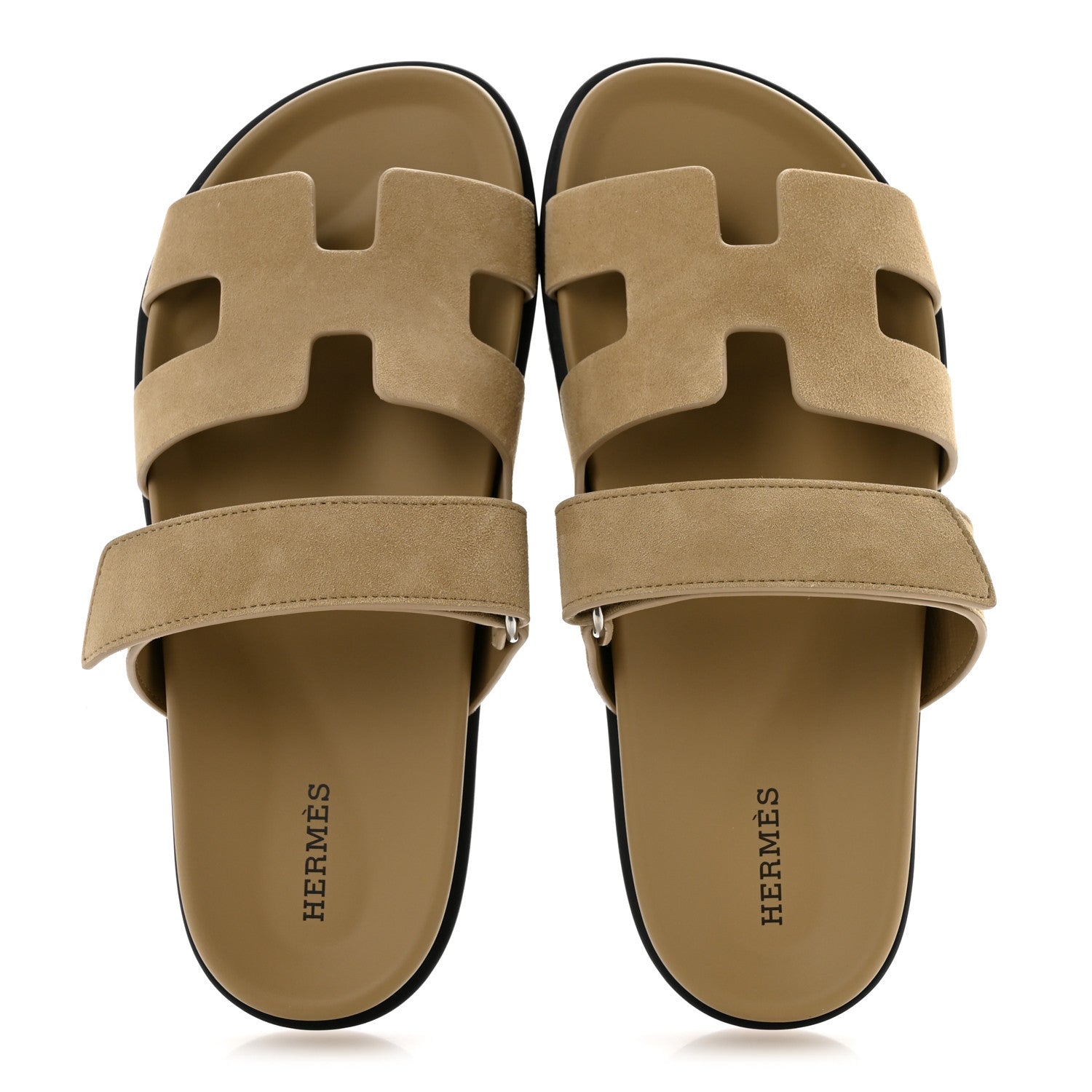 Hermes Suede Goatskin Womens Chypre Sandals 38 Beige Sable 2 of 10