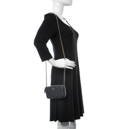 Chanel Iridescent Caviar Quilted Clutch With Chain Black 2 of 12