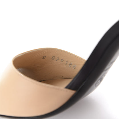 Chanel Lambskin Peep Toe Sandals 36.5 Beige Black 10 of 11