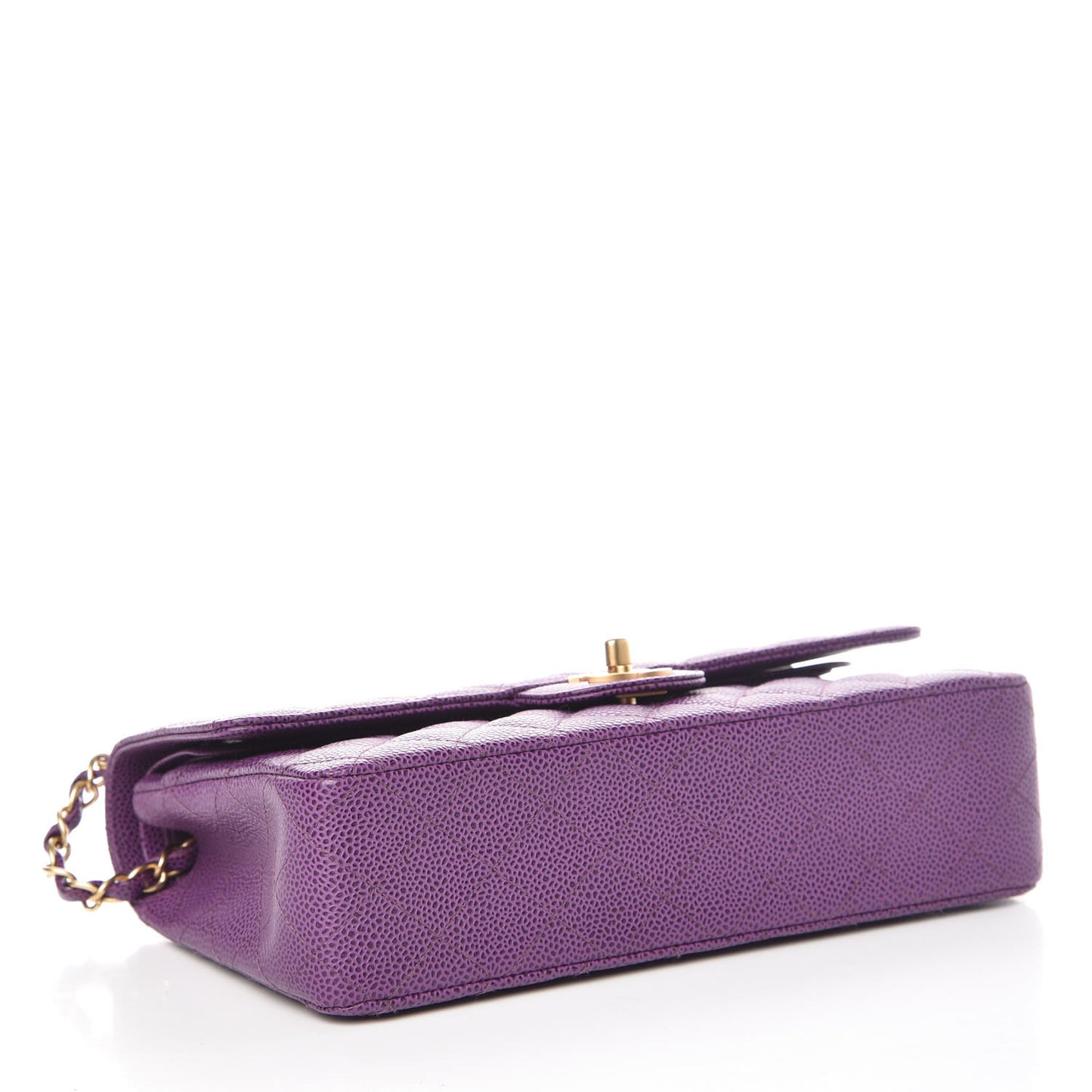 Caviar Quilted Medium Double Flap Dark Purple