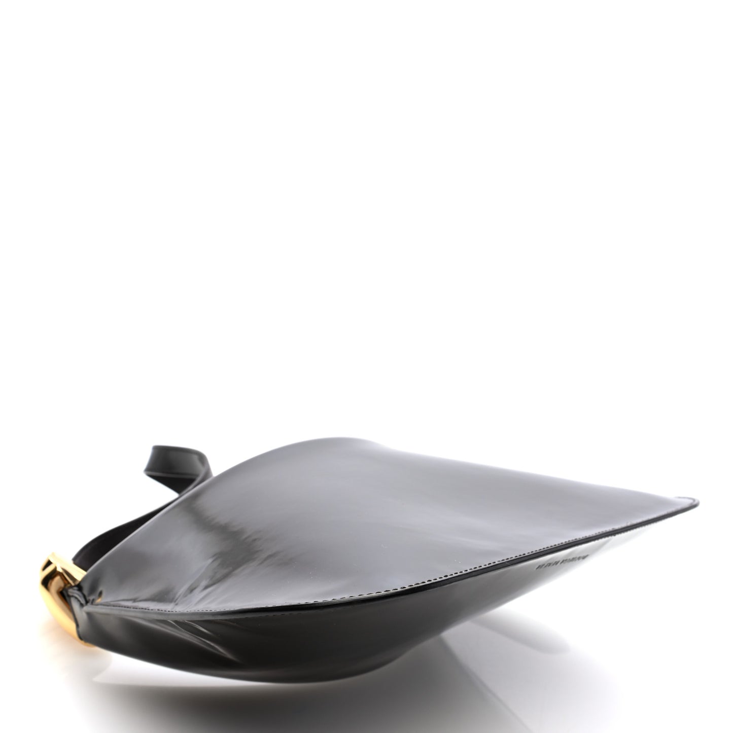 Patent Small Metal Loops Shoulder Bag Brown