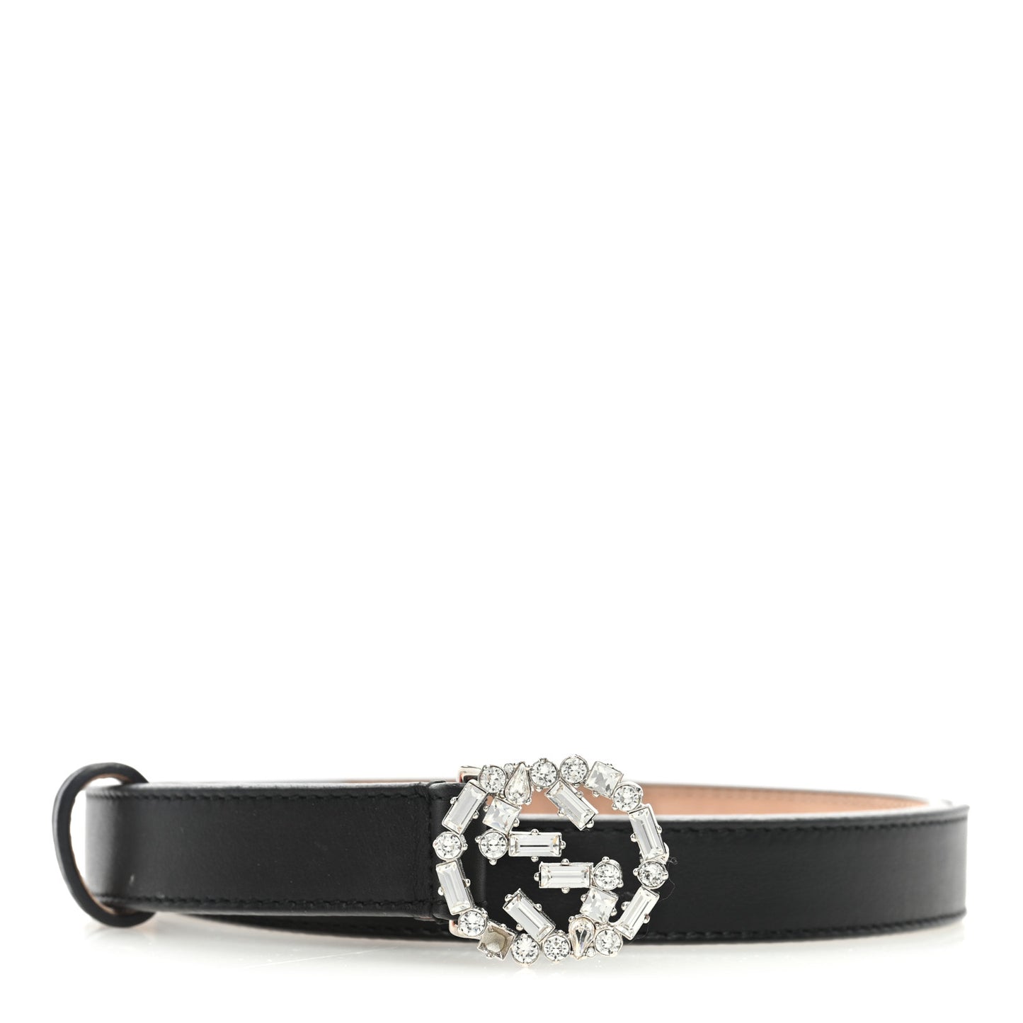 Calfskin Crystal Interlocking G Belt 95 38 Black