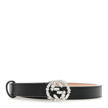 Gucci Calfskin Crystal Interlocking G Belt 95 38 Black 2 of 8