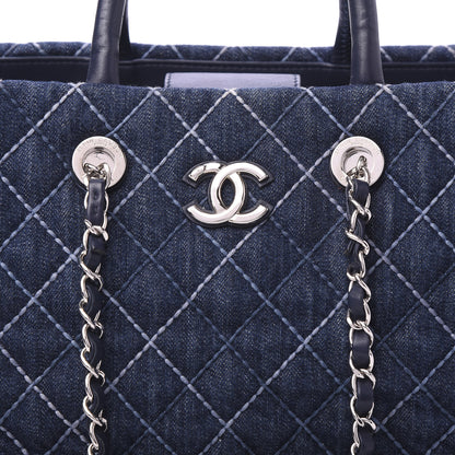 Chanel Denim Quilted Medium Coco Handle Shopping Tote Blue 11 of 12