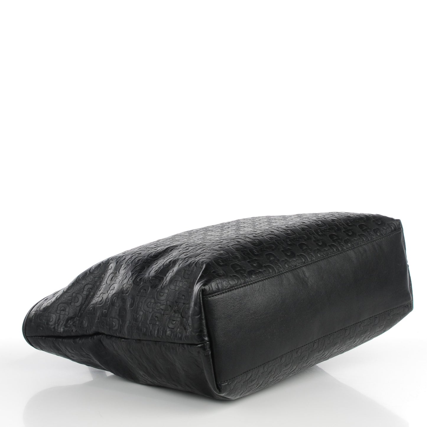 Calfskin Horsebit Embossed Large Tote Black
