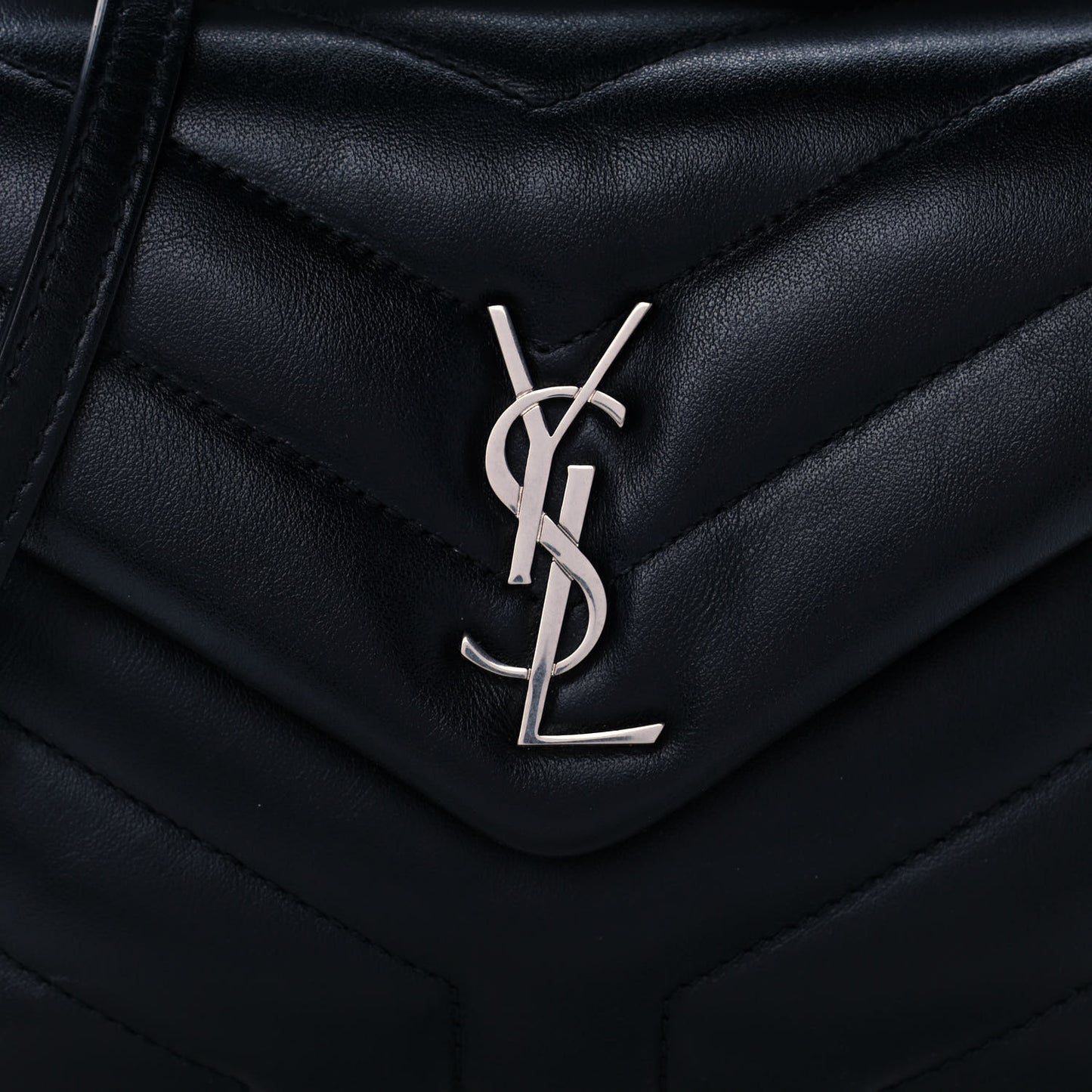 Calfskin Y Quilted Monogram Toy Loulou Crossbody Bag Black