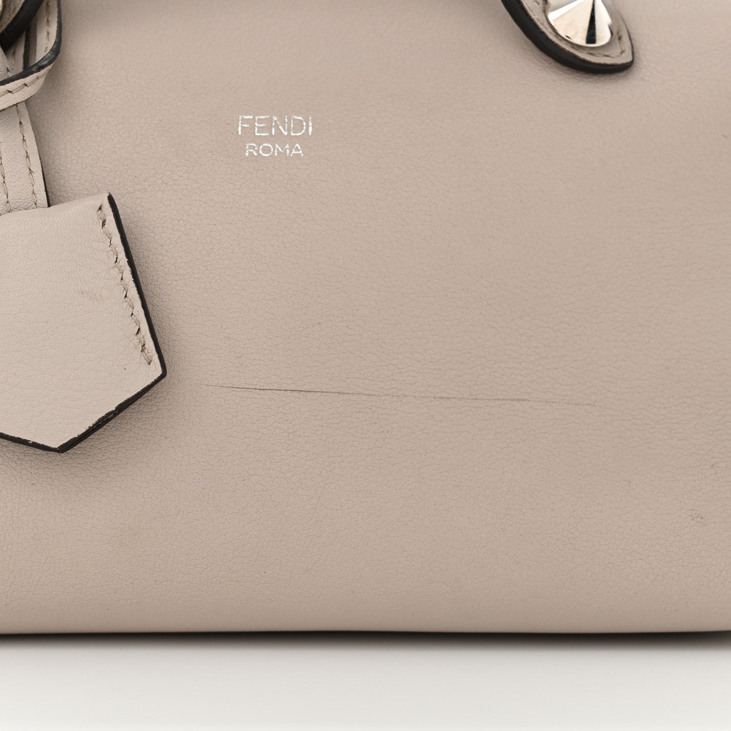 Fendi Shiny Nappa Crystal Croc Tail Mini By The Way Boston Bag Grigio Polvere 13 of 13