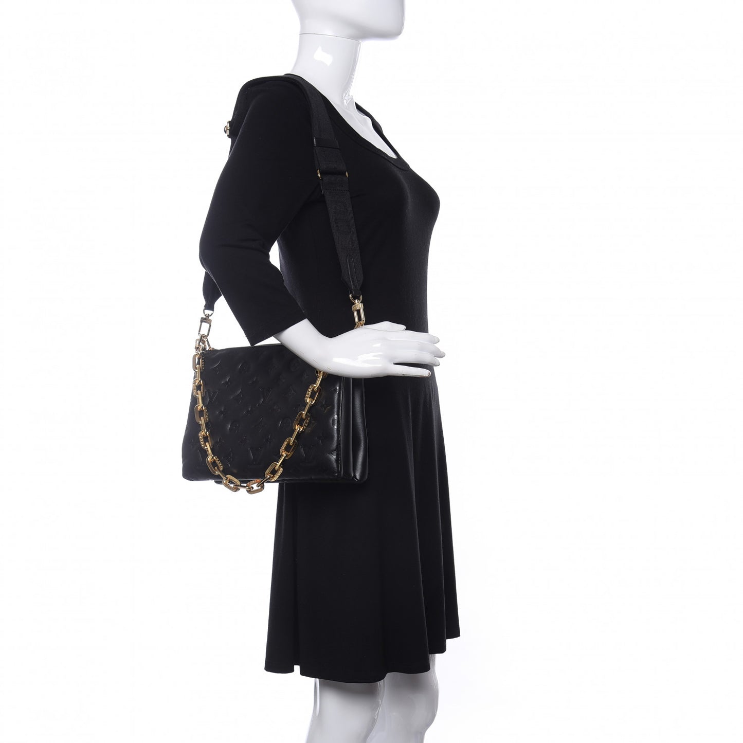 Lambskin Embossed Monogram Coussin PM Black