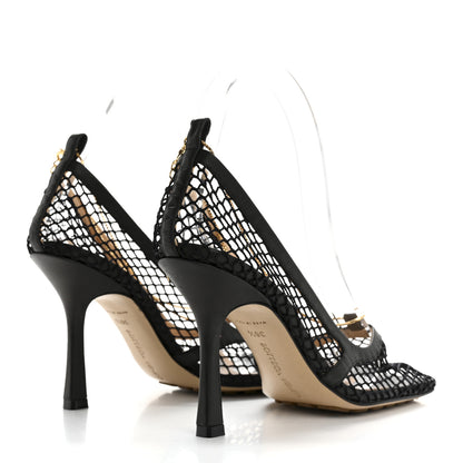 Bottega Veneta Mesh Calfskin Chain Stretch Pumps 36.5 Black 5 of 9