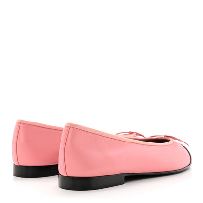 Chanel Lambskin Cap Toe CC Ballerina Flats 41 Coral Black 4 of 11