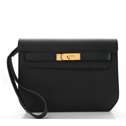 Hermes Epsom Kelly Depeches 25 Pouch Black 1 of 8