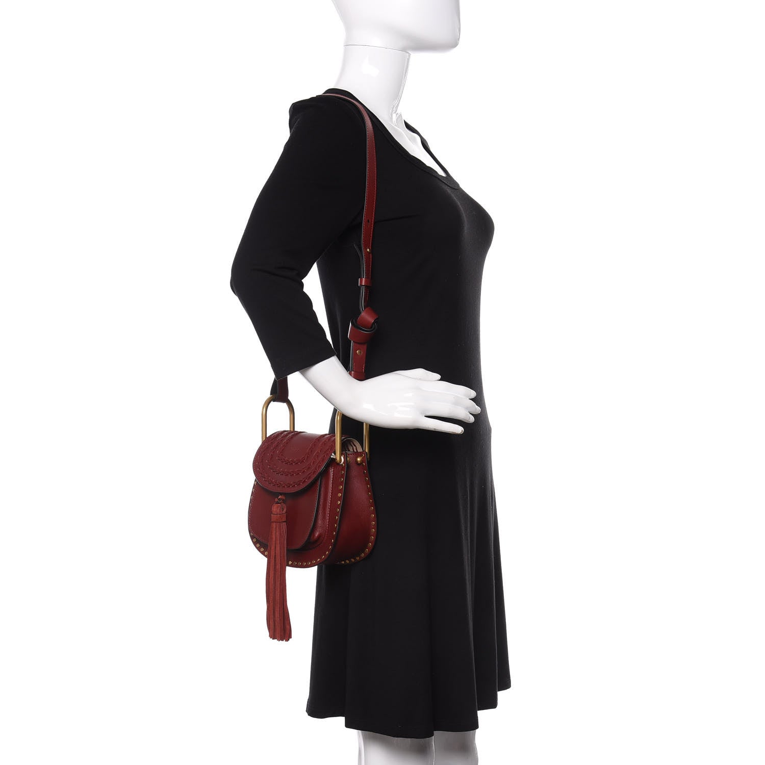 Chloe Calfskin Braided Mini Hudson Shoulder Bag Sienna Red 2 of 9
