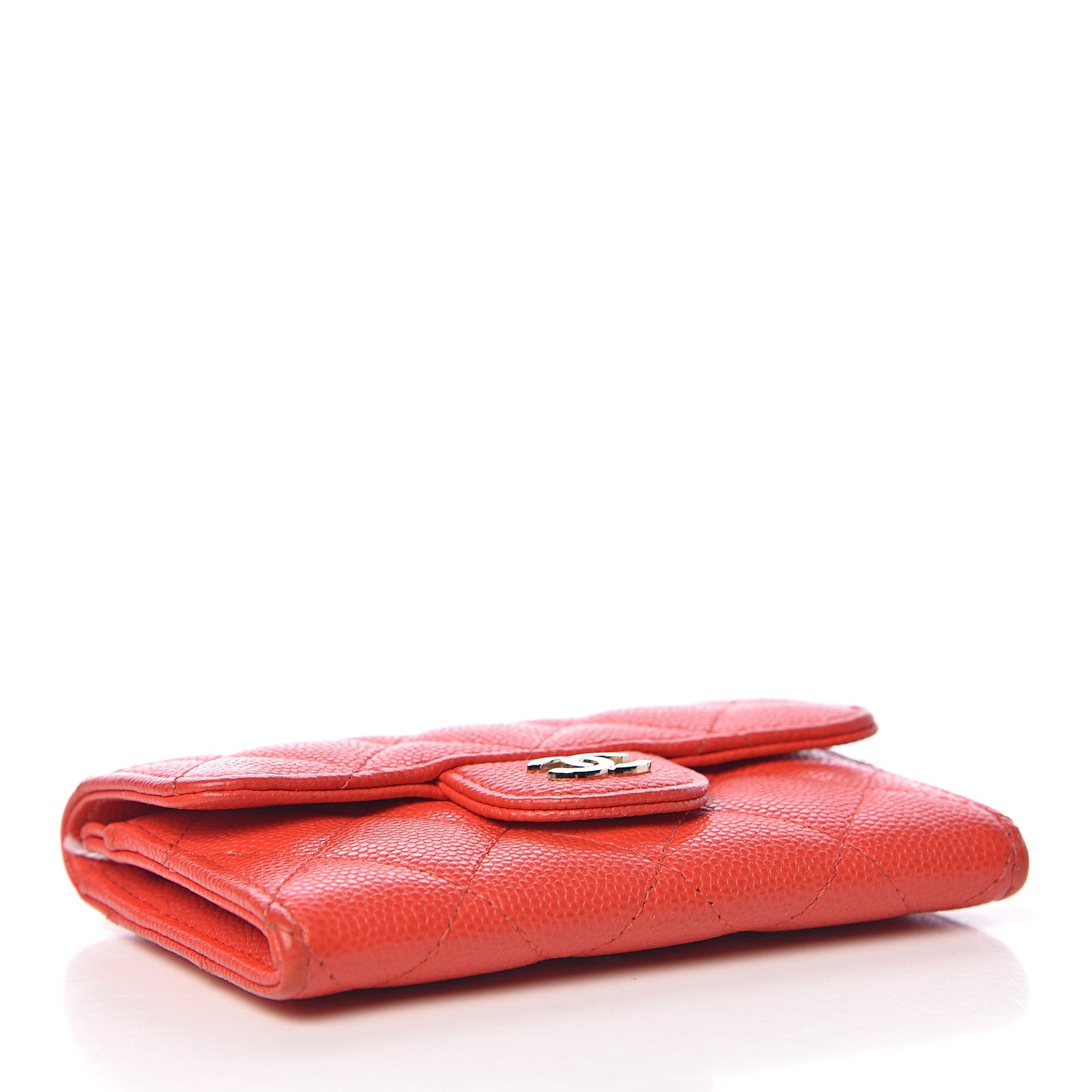 Chanel Caviar Quilted Flap Card Holder Wallet Red 4 of 11