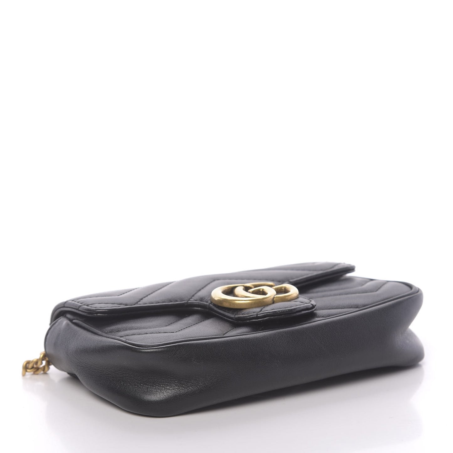 Calfskin Matelasse Super Mini GG Marmont Shoulder Bag Black