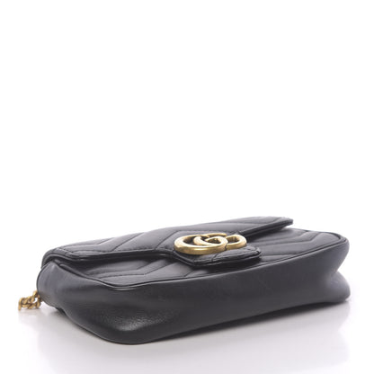 Gucci Calfskin Matelasse Super Mini GG Marmont Shoulder Bag Black 4 of 11