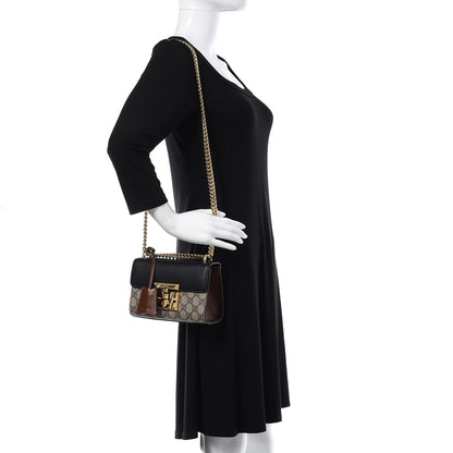 Gucci GG Supreme Monogram Calfskin Small Padlock Shoulder Bag Beige Black Cuir 2 of 10