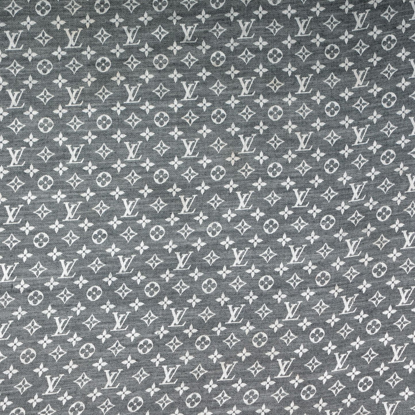 Wool Silk Monogram Denim Shawl Black