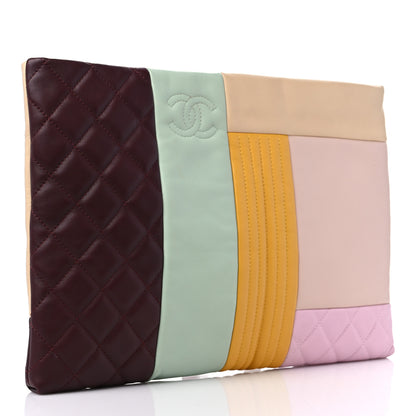 Chanel Lambskin Patchwork Medium Cosmetic Case Multicolor Burgundy 3 of 12