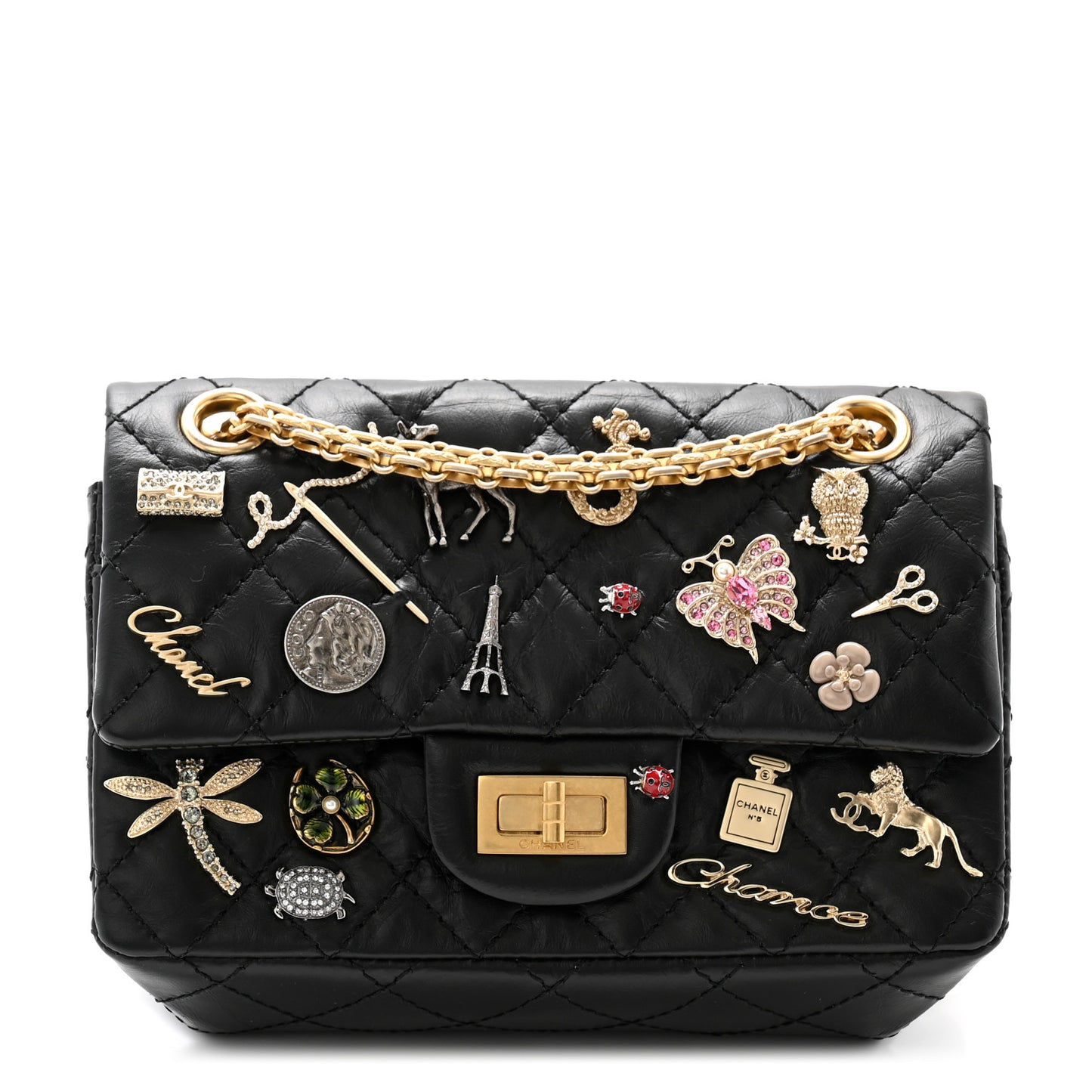 Aged Calfskin Lucky Charms 2.55 Reissue 224 Flap Black