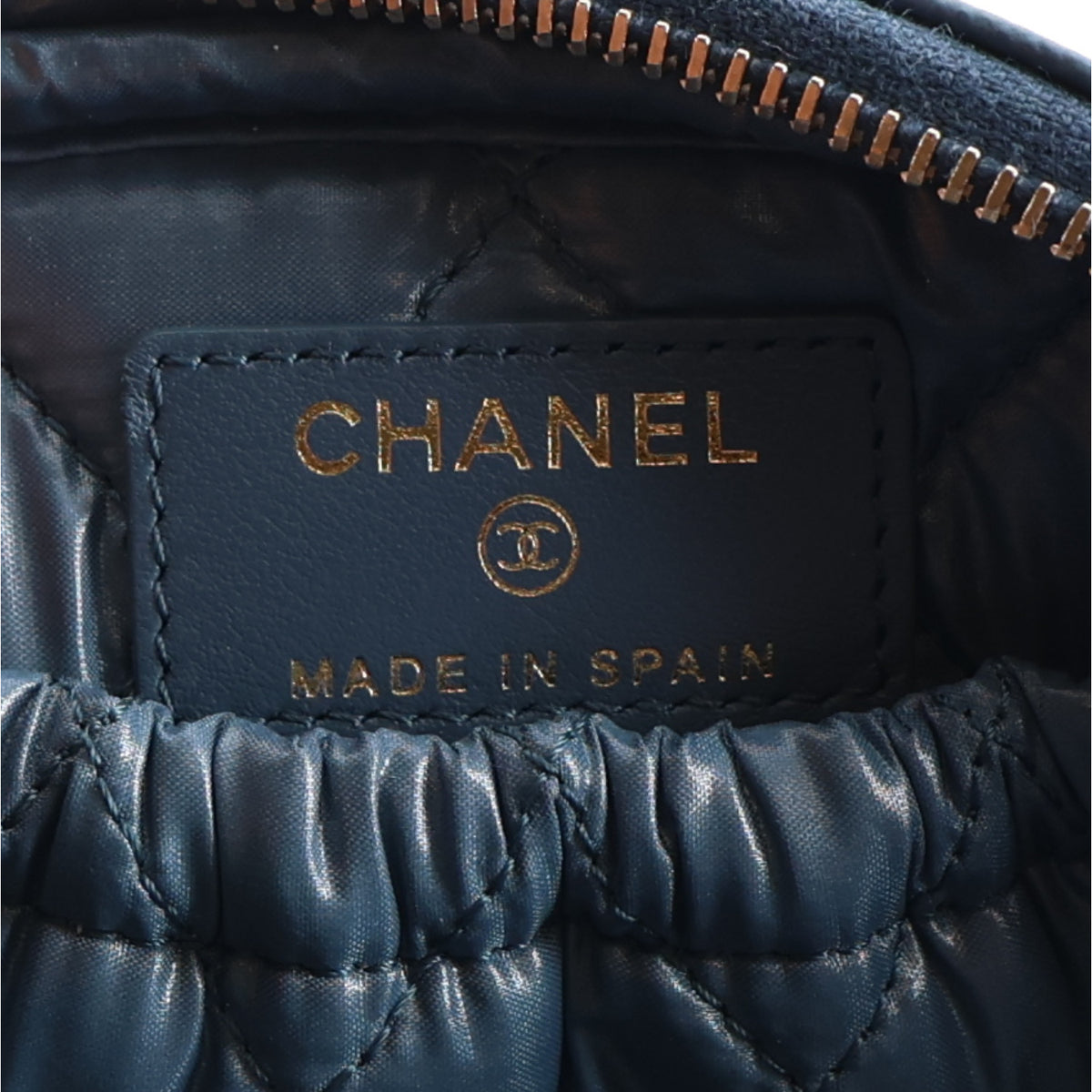 Chanel Caviar Quilted Small Curvy Pouch Cosmetic Case Blue 6 of 11