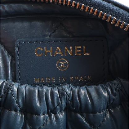 Chanel Caviar Quilted Small Curvy Pouch Cosmetic Case Blue 6 of 11