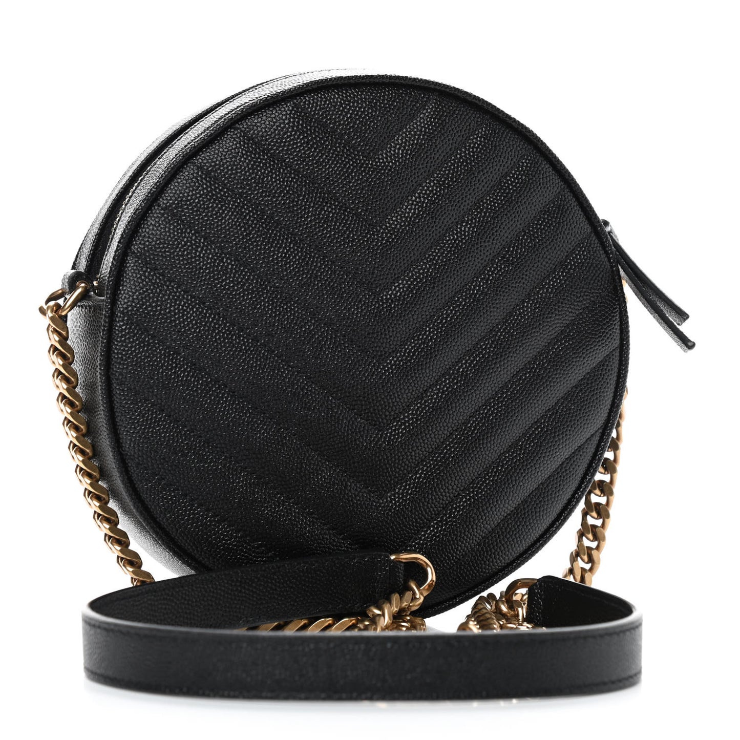 Grain De Poudre Matelasse Chevron Quilted Round Vinyle Camera Bag Black