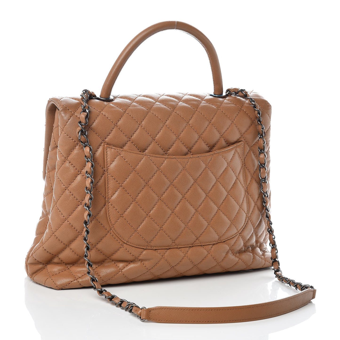 Caviar Quilted Large Coco Handle Flap Camel