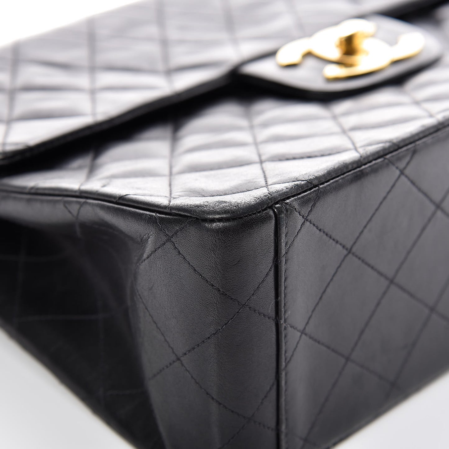 Lambskin Quilted XL Jumbo Single Flap Black
