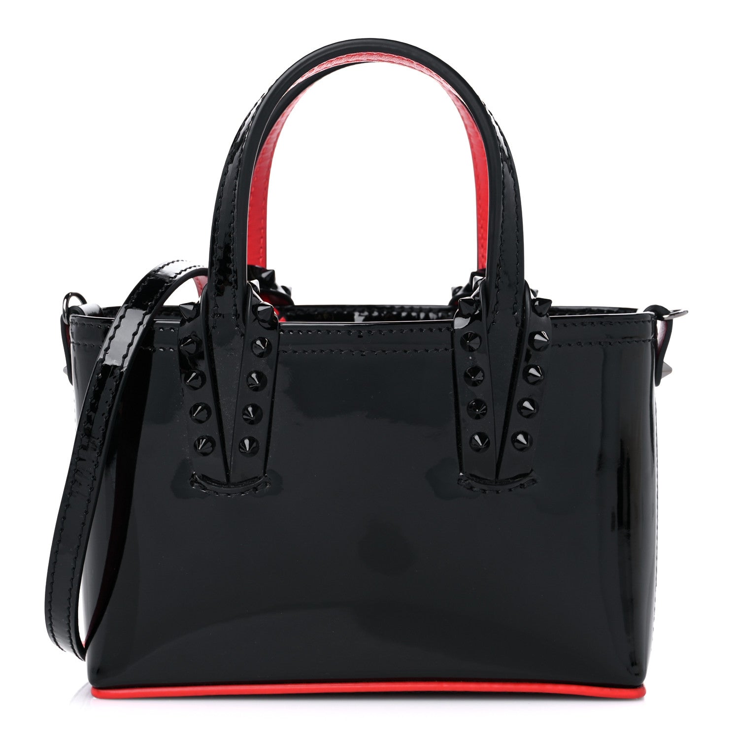 Christian Louboutin Patent Calfskin Spikes Mini East West Cabata Tote Black 1 of 9