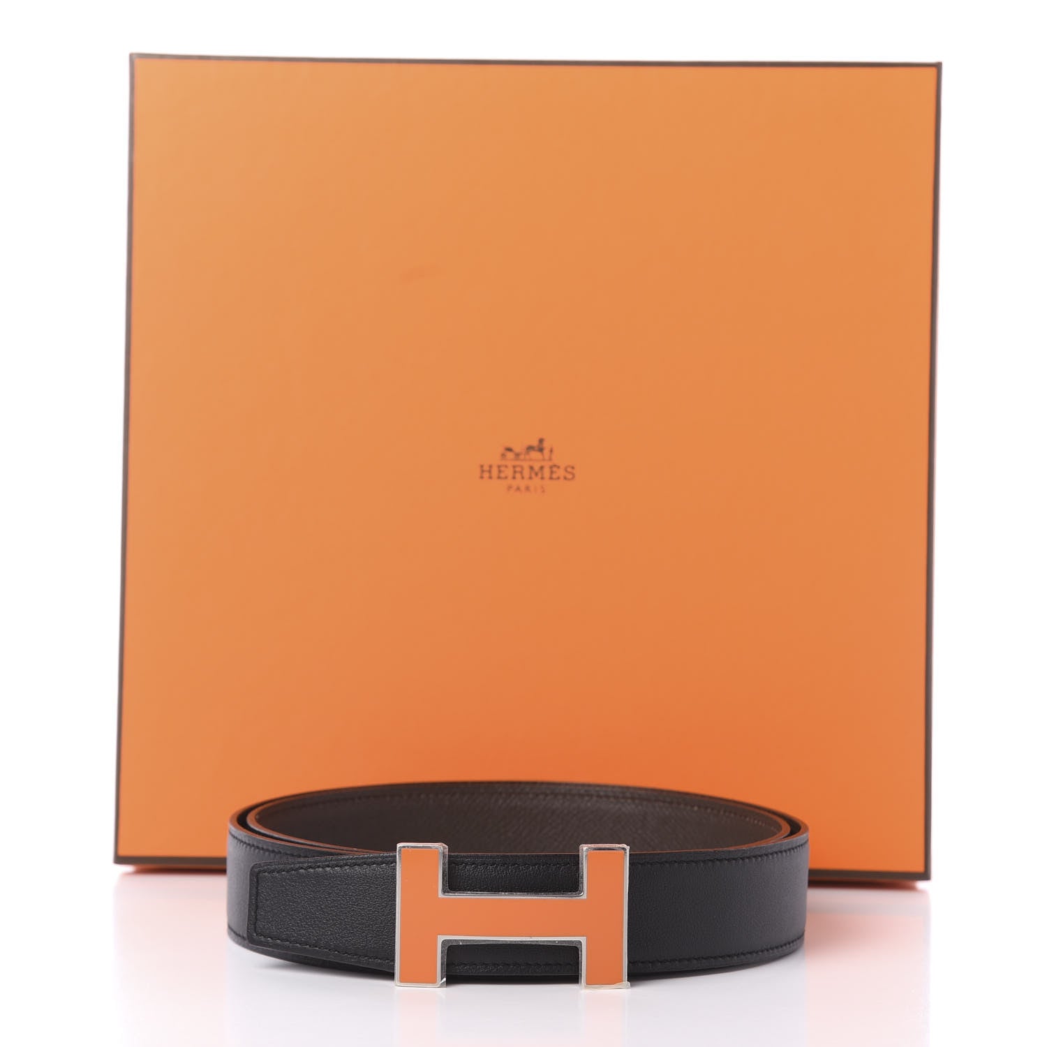 Hermes Swift Epsom 32mm Enamel Quizz H Belt 90 Black Chocolate 6 of 6