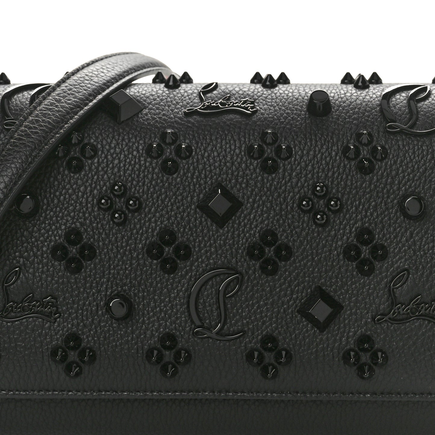 Calfskin Spikes Loubinthesky Paloma Clutch Black